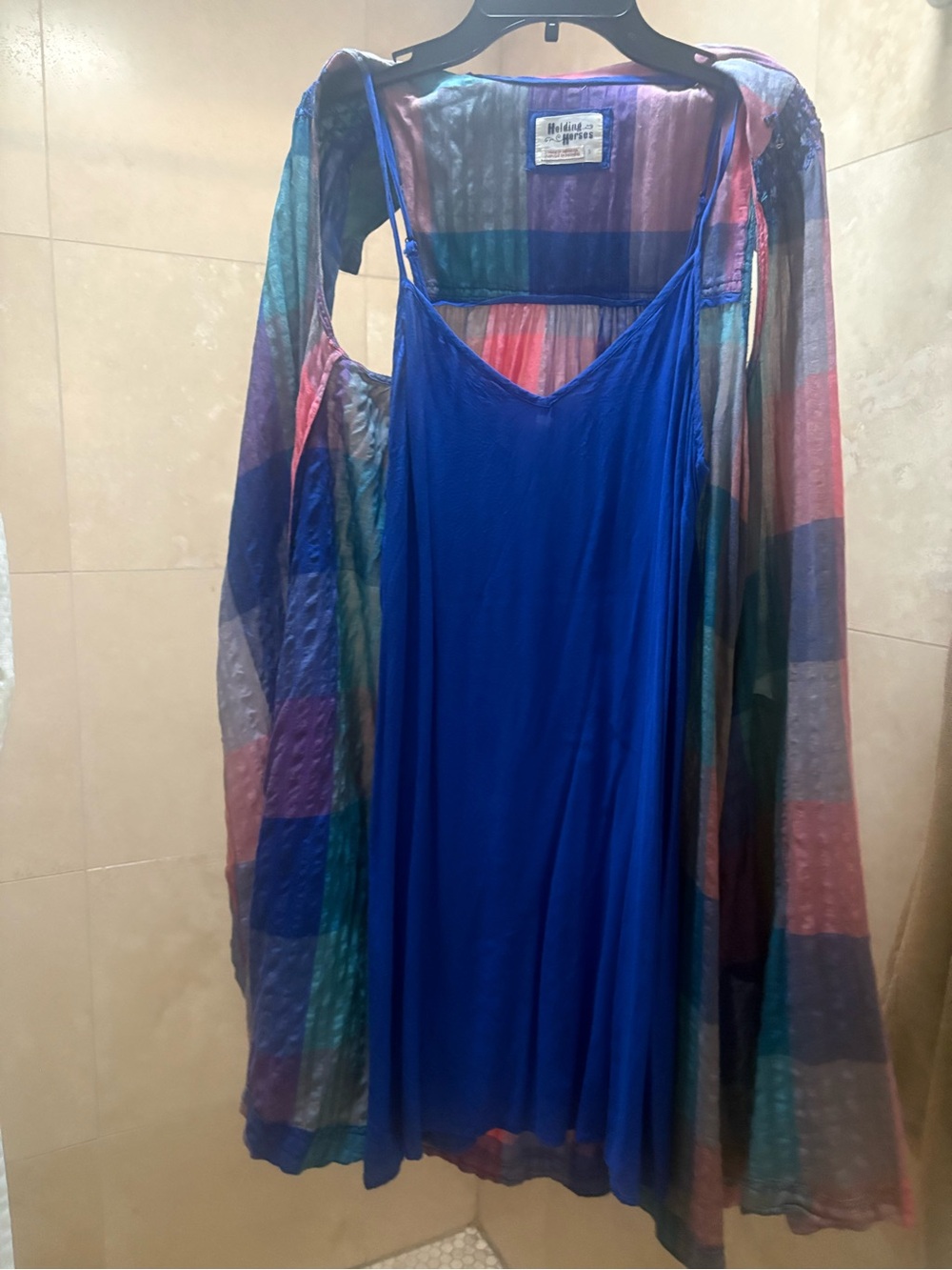 Multi-Color Plaid Sleeveless Button-Front Dress - Picture 4 of 5
